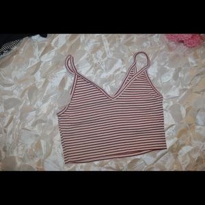 Zara V-Neck Red stripes crop top